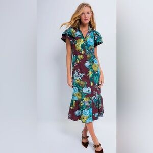 Tuckernuck Floral Midi Dress - Blue and Green